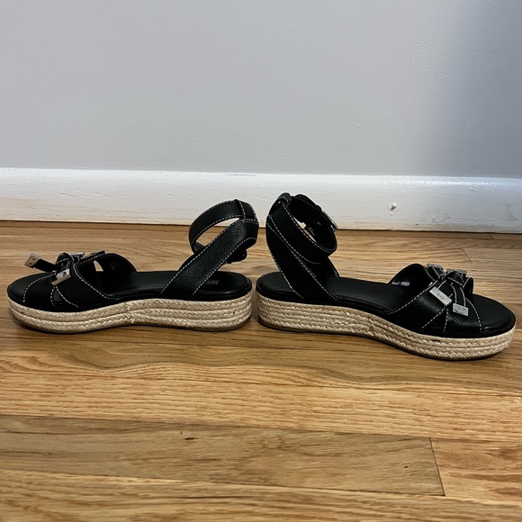 Michael Kors Black Ripley Pebbled Leather Espadrille Sandal - Picture 4 of 7